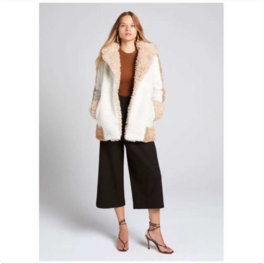 A.L.C. ALC STAN PATCHWORK FAUX FUR OPEN FRONT COAT JACKET SZ XSMALL